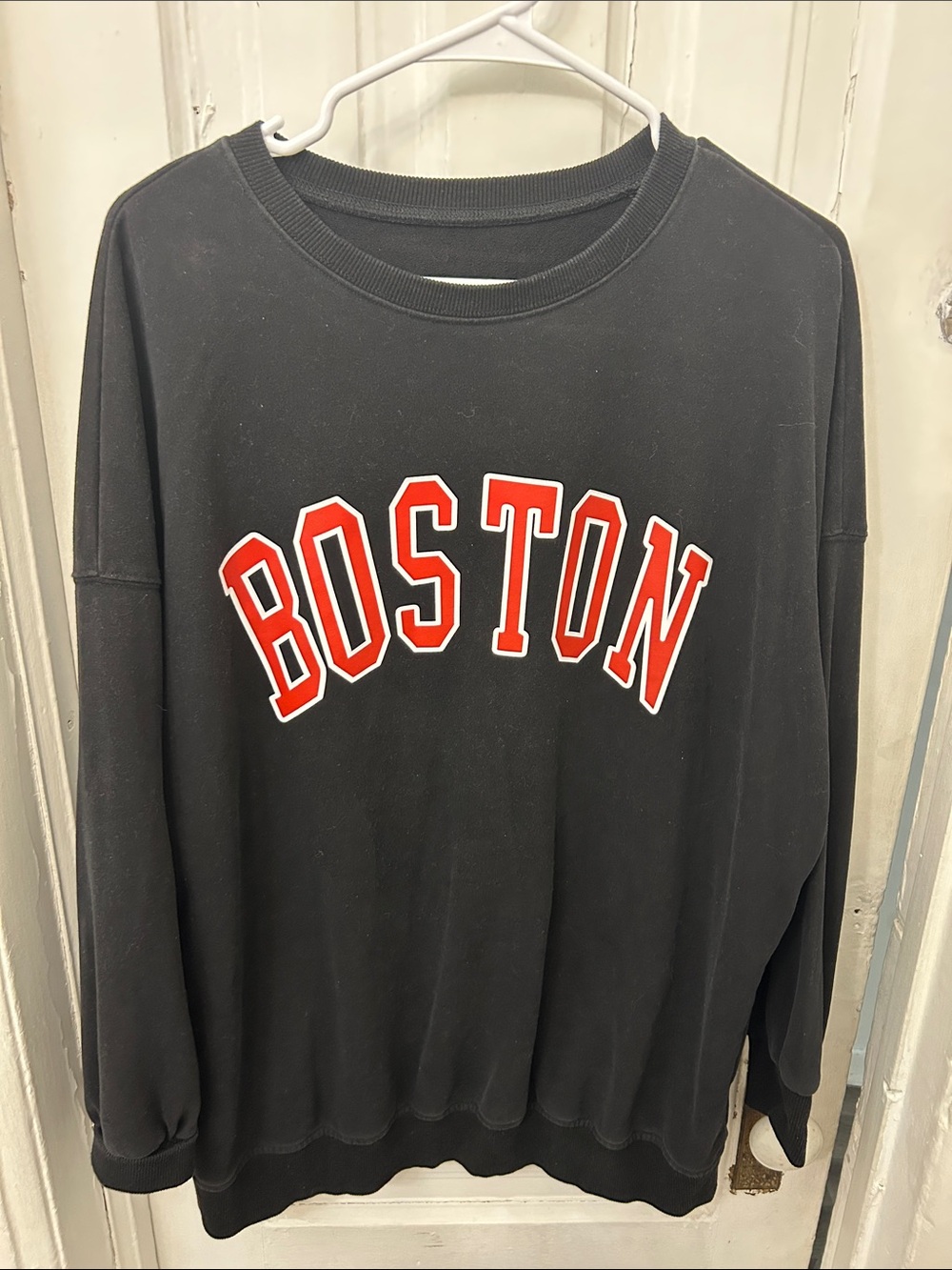 Boston Graphic Crewneck Sweatshirt - Black with Red Lettering